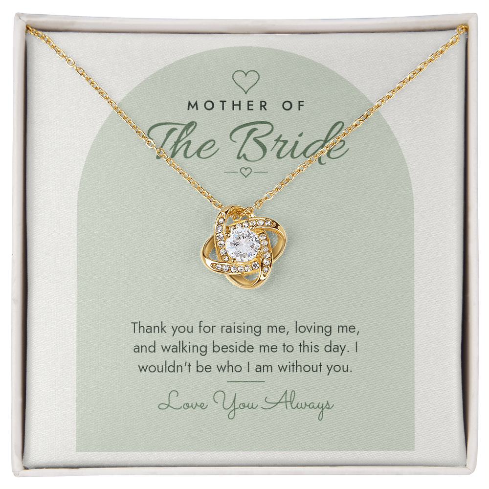 Wedding Love Knot Necklace for Mother of the Bride – Modern Card