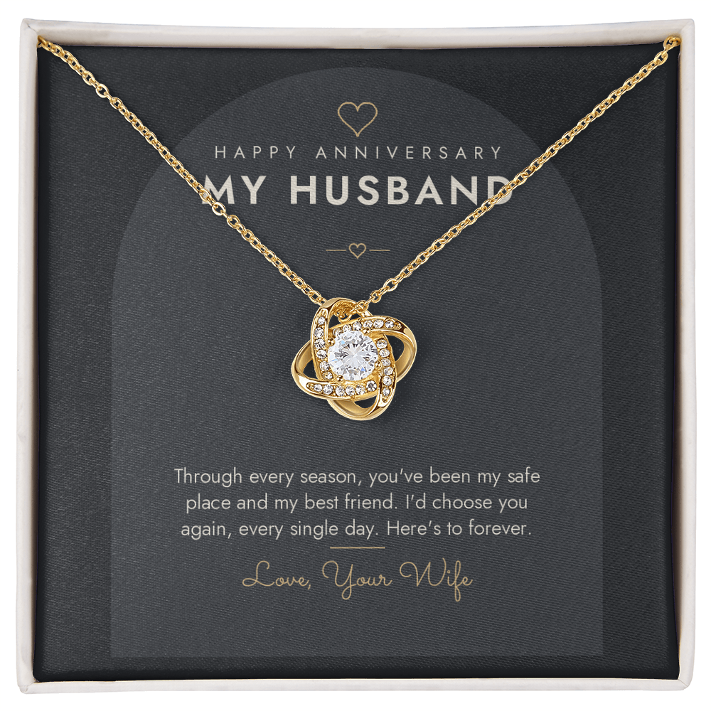 Anniversary Love Knot Necklace for Husband – Modern Card