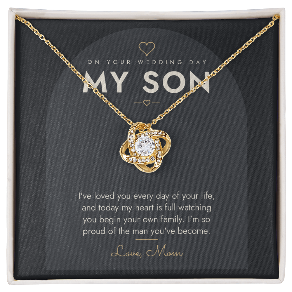 Wedding Day Love Knot Necklace for Groom – Modern Card