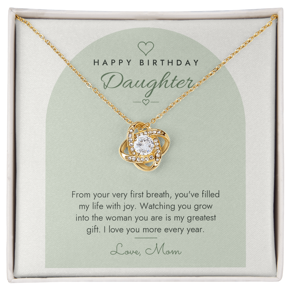 Birthday Love Knot Necklace for Daughter – Modern Card