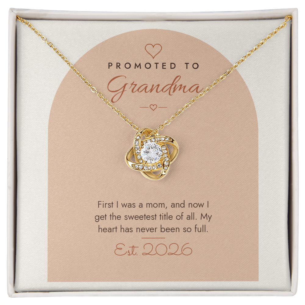 Pregnancy Announcement Love Knot Necklace for Grandma – Modern Card