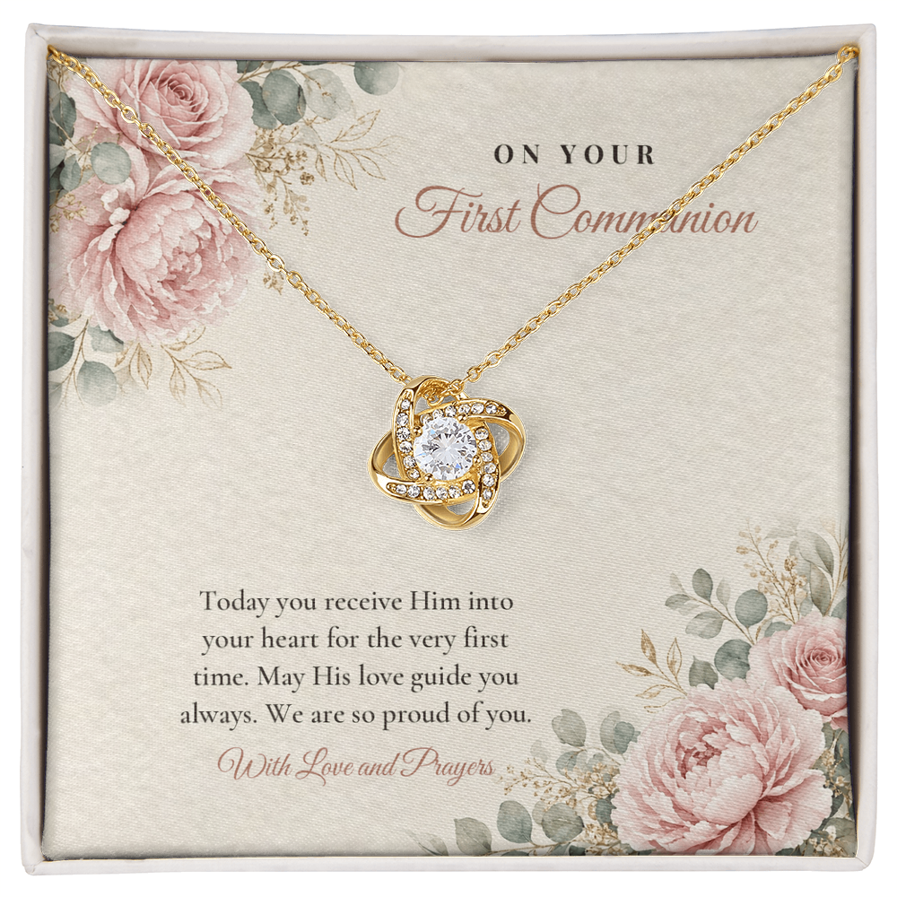 First Communion Love Knot Necklace for Her