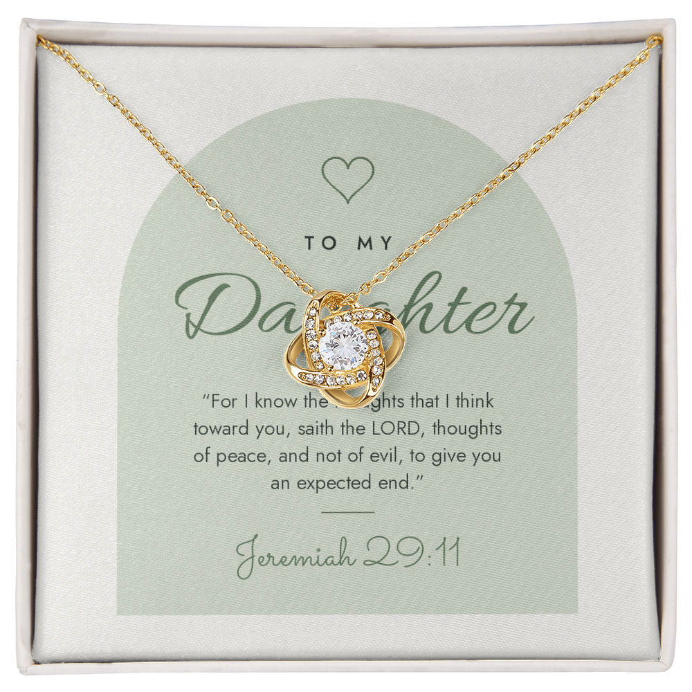 Christian Love Knot Necklace for Daughter – Jeremiah 29:11 – Modern Card