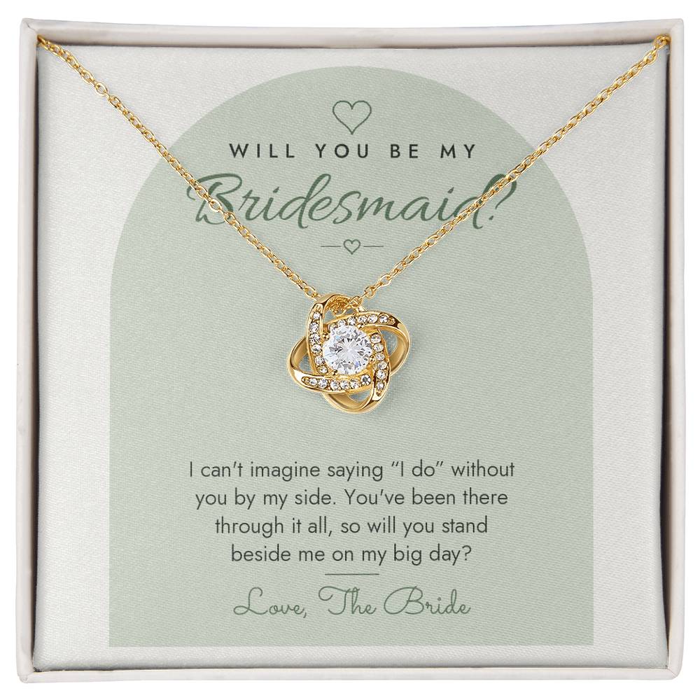 Bridesmaid Proposal Love Knot Necklace – Modern Card