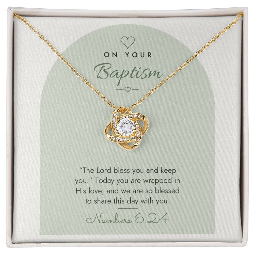 Baptism Love Knot Necklace – Modern Card