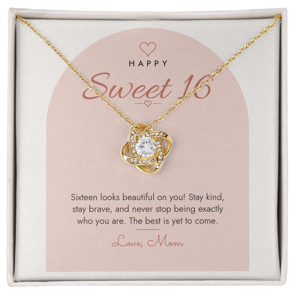 Sweet 16 Love Knot Necklace for Daughter – Modern Card