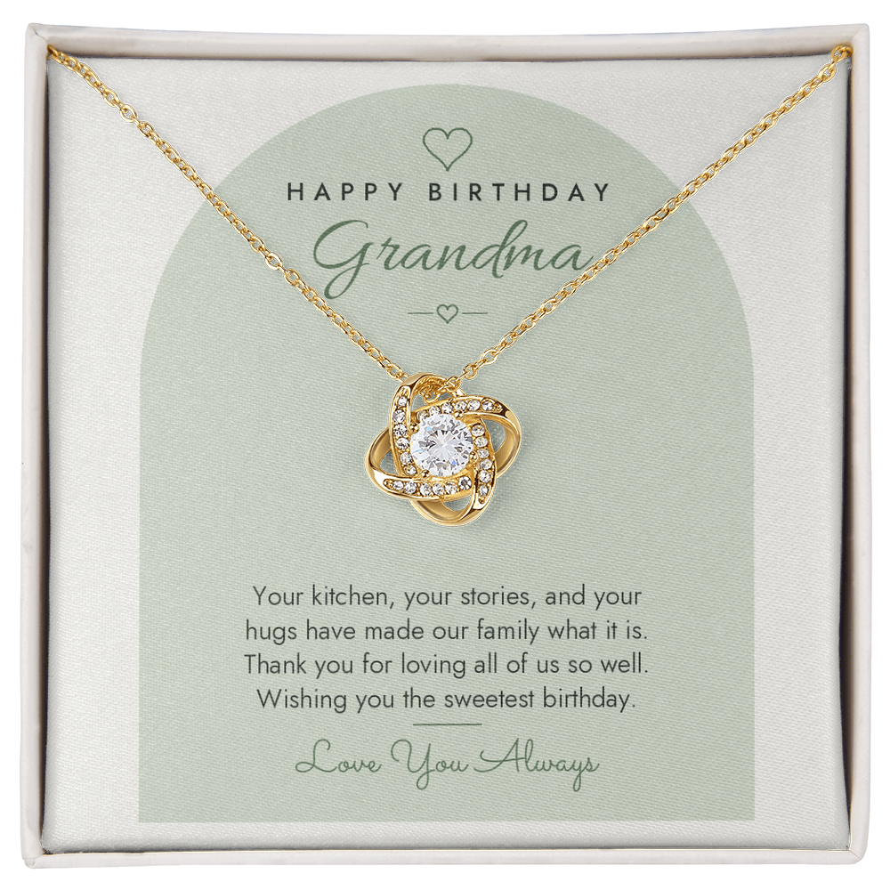 Birthday Love Knot Necklace for Grandma – Modern Card