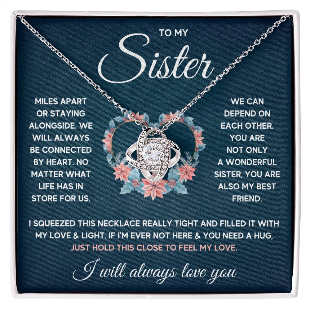 To My Sister – Squeezed Love Knot – Necklace Gift Set