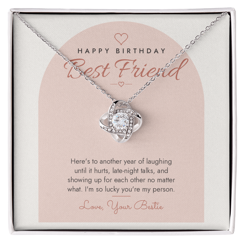 Birthday Love Knot Necklace for Best Friend – Modern Card