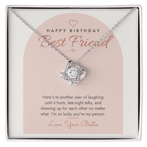 Birthday Love Knot Necklace for Best Friend – Modern Card