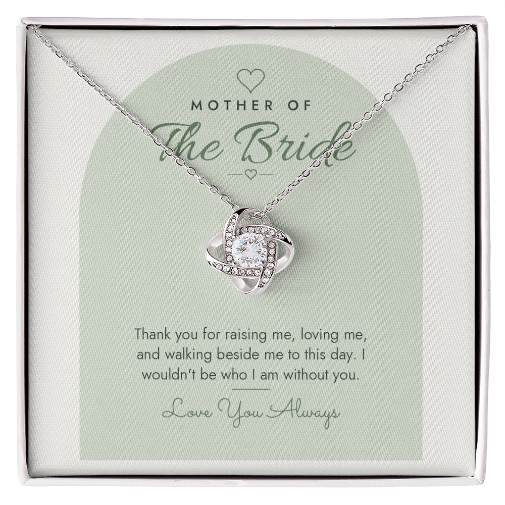 Wedding Love Knot Necklace for Mother of the Bride – Modern Card
