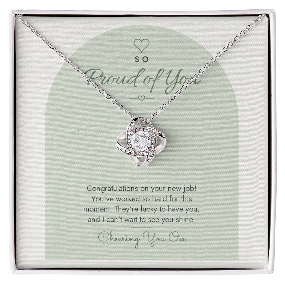 New Job Love Knot Necklace – Modern Card