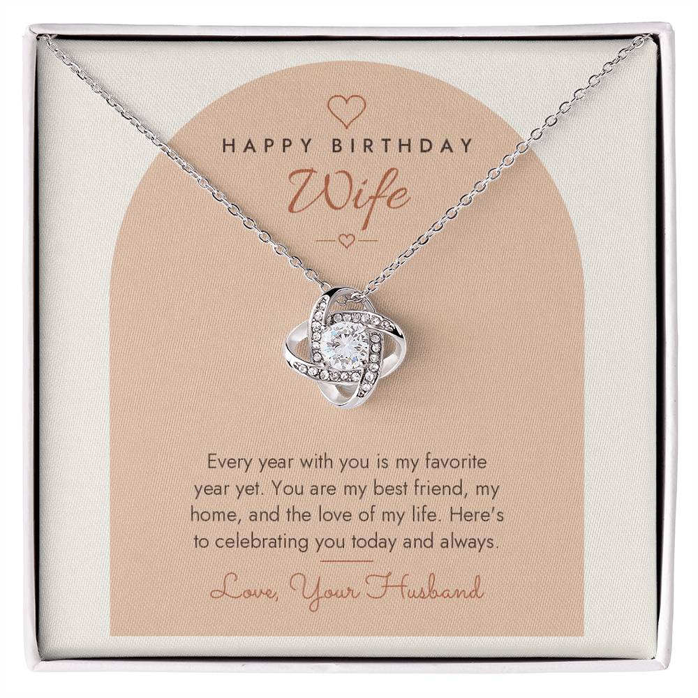 Birthday Love Knot Necklace for Wife – Modern Card