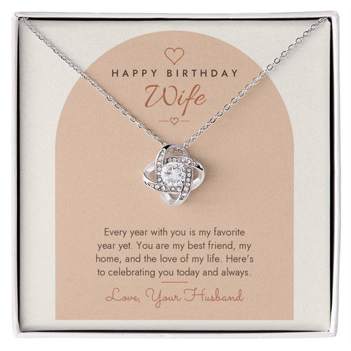 Birthday Love Knot Necklace for Wife – Modern Card
