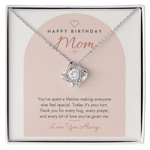 Birthday Love Knot Necklace for Mom – Modern Card