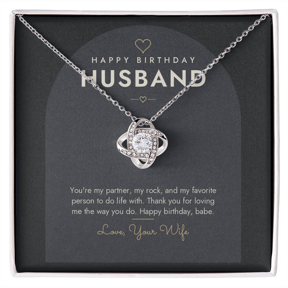 Birthday Love Knot Necklace for Husband – Modern Card