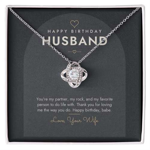 Birthday Love Knot Necklace for Husband – Modern Card