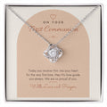 First Communion Love Knot Necklace – Modern Card