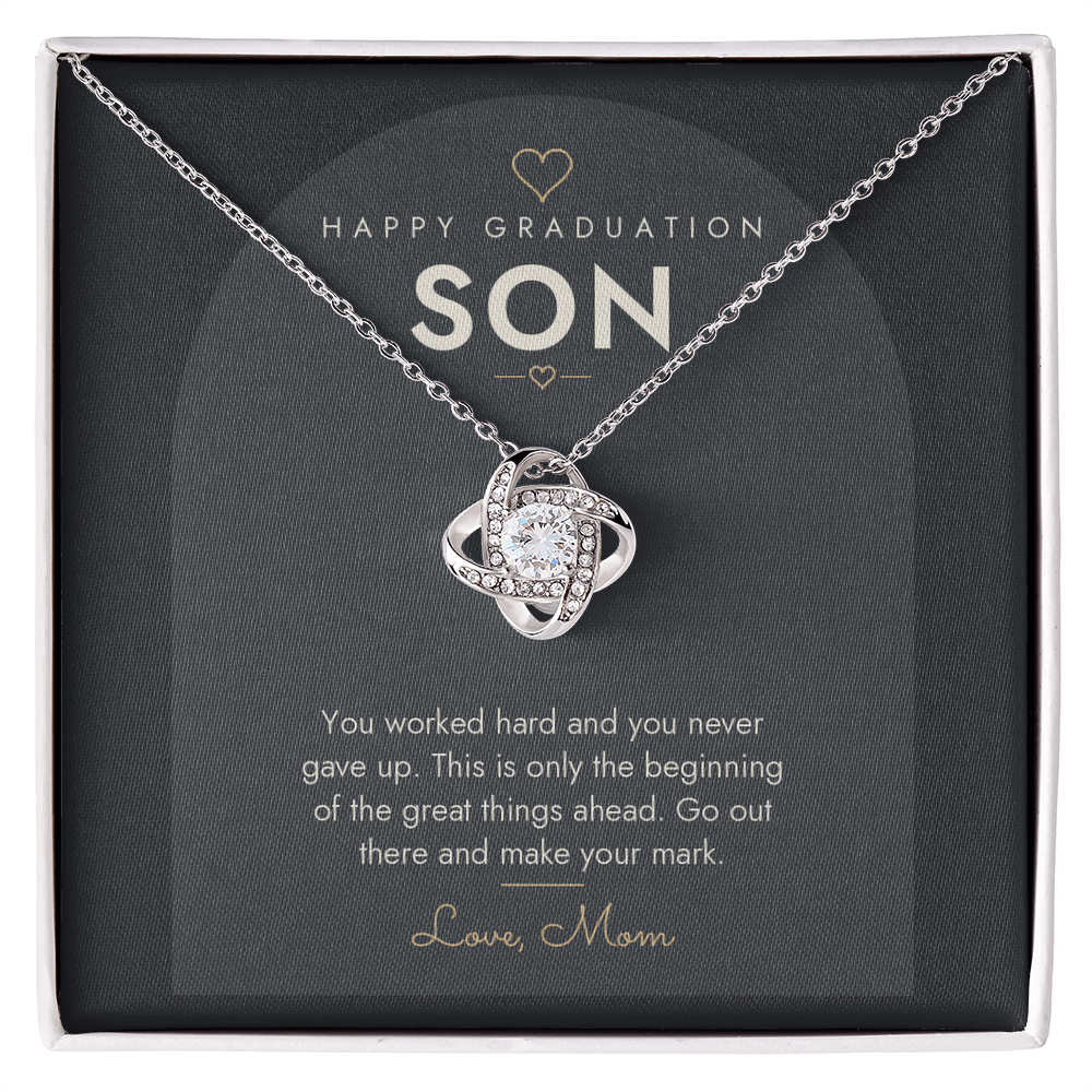 Graduation Love Knot Necklace for Son – Modern Card