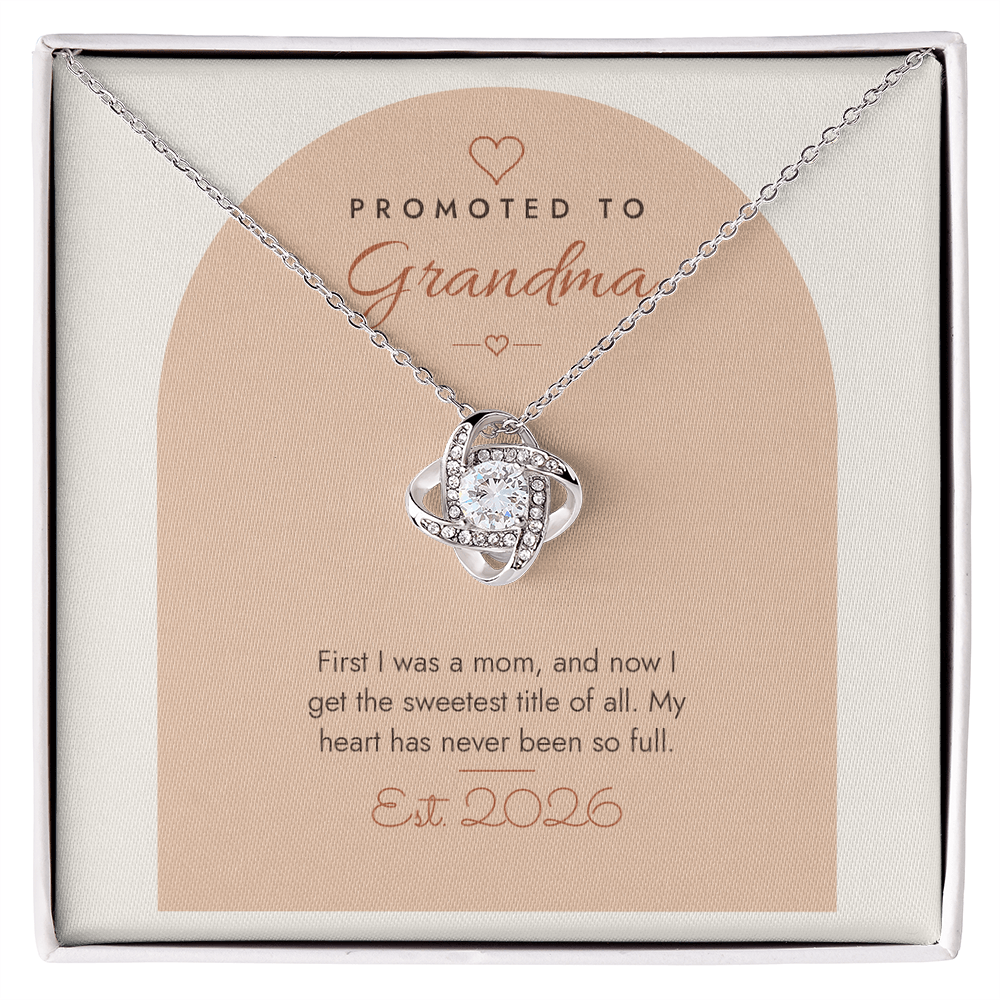 Pregnancy Announcement Love Knot Necklace for Grandma – Modern Card