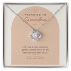 Pregnancy Announcement Love Knot Necklace for Grandma – Modern Card