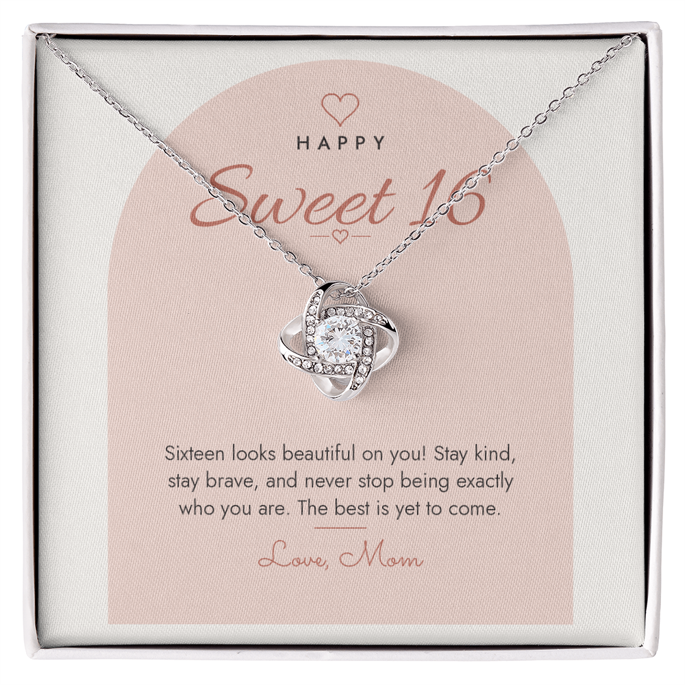 Sweet 16 Love Knot Necklace for Daughter – Modern Card