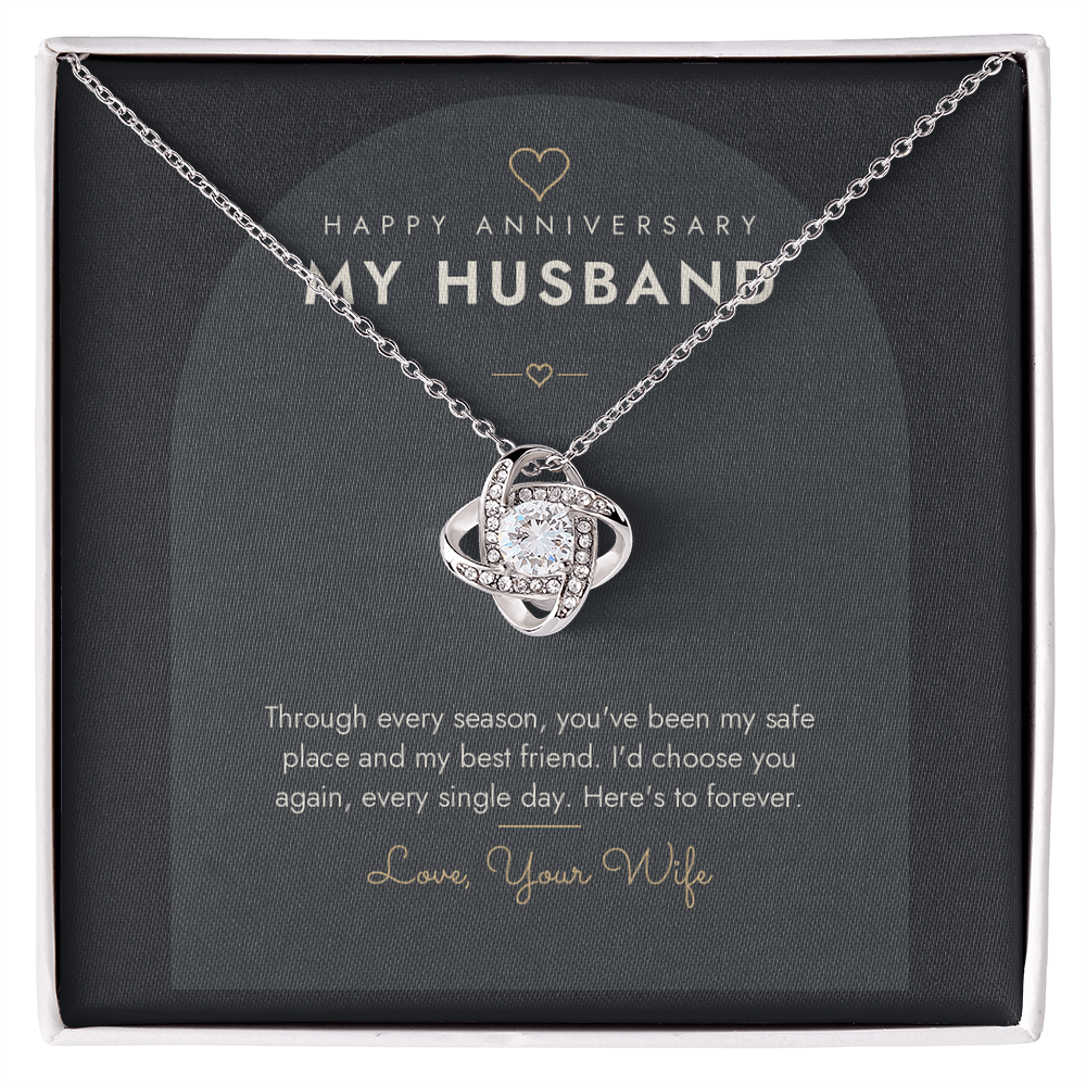 Anniversary Love Knot Necklace for Husband – Modern Card