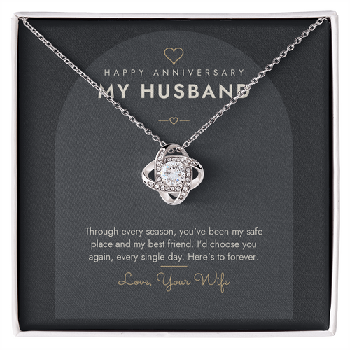 Anniversary Love Knot Necklace for Husband – Modern Card