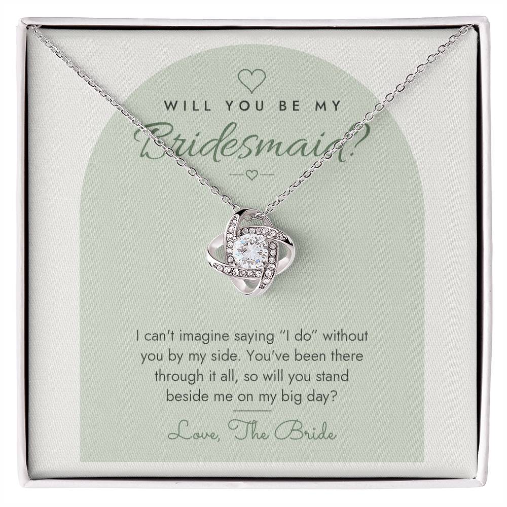 Bridesmaid Proposal Love Knot Necklace – Modern Card