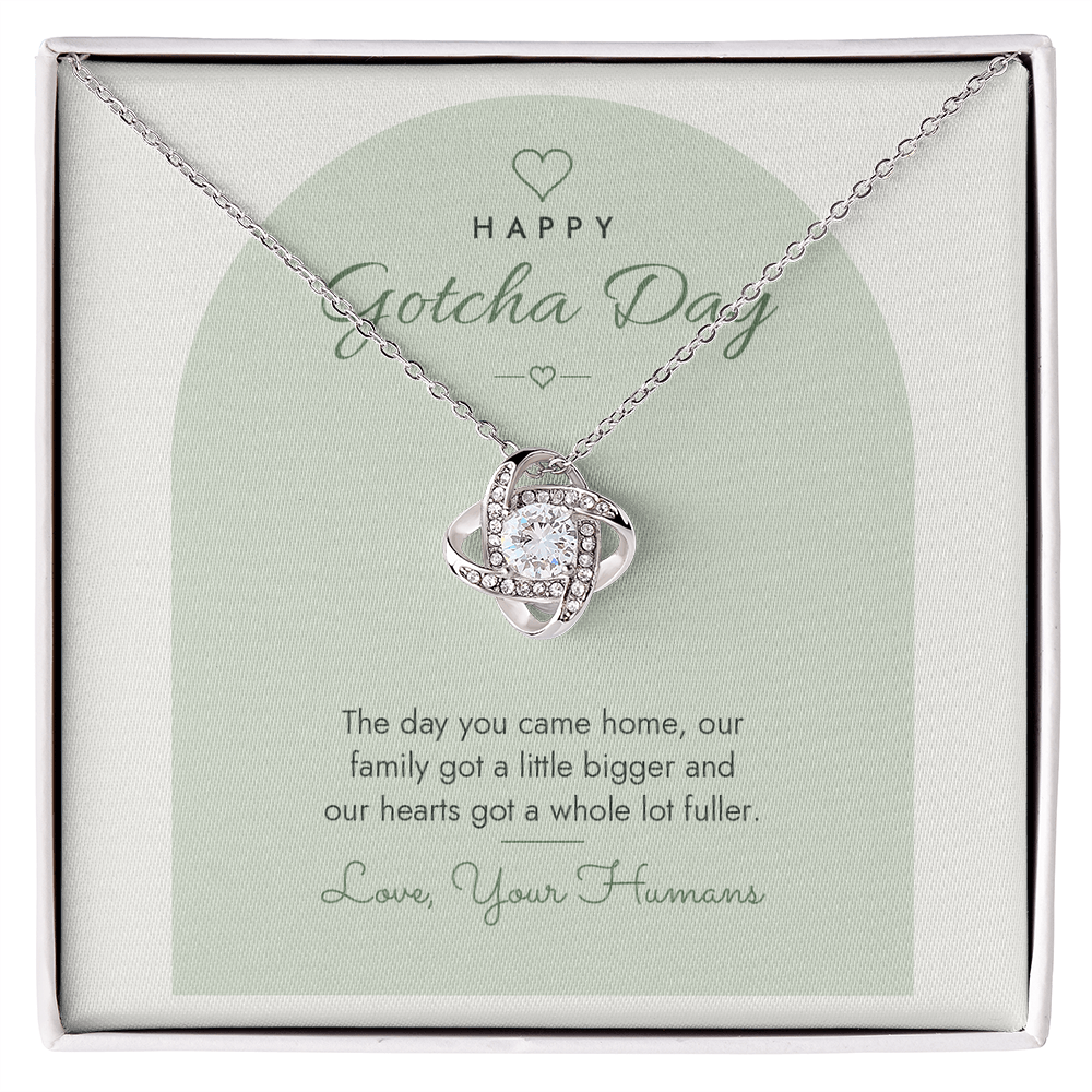 Gotcha Day Love Knot Necklace for Pet Lover – Modern Card