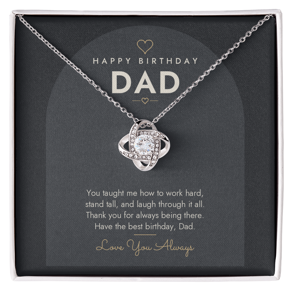 Birthday Love Knot Necklace for Dad – Modern Card