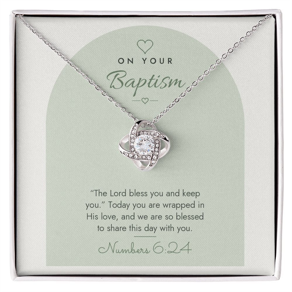 Baptism Love Knot Necklace – Modern Card