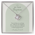 Baptism Love Knot Necklace – Modern Card