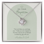Baptism Love Knot Necklace – Modern Card