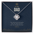 14K white gold finish Christian Love Knot necklace for Dad on "To My Dad" message card (Isaiah 40:31) in standard gift box