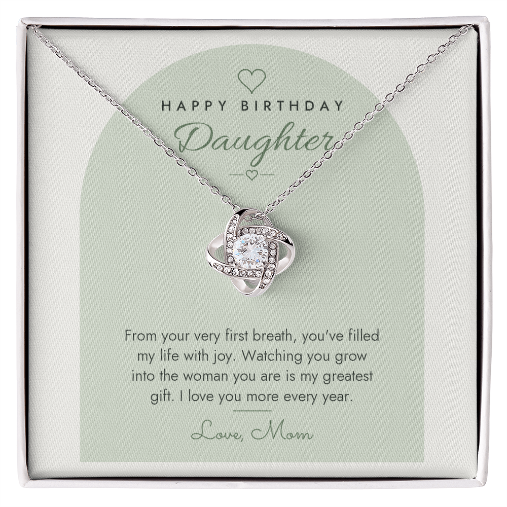 Birthday Love Knot Necklace for Daughter – Modern Card