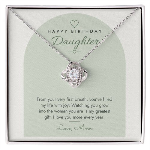 Birthday Love Knot Necklace for Daughter – Modern Card