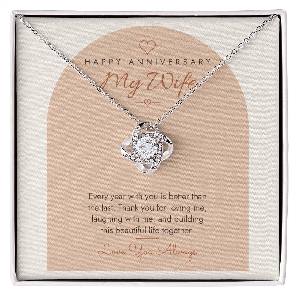 Anniversary Love Knot Necklace for Wife – Modern Card