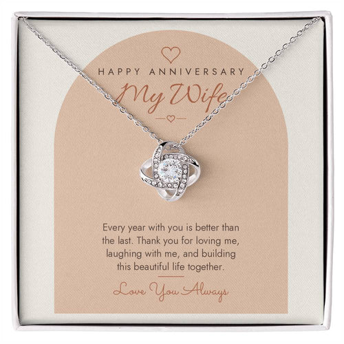 Anniversary Love Knot Necklace for Wife – Modern Card