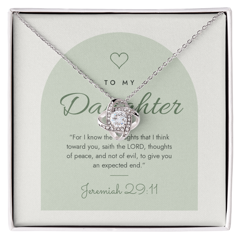 Christian Love Knot Necklace for Daughter – Jeremiah 29:11 – Modern Card