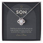 Birthday Love Knot Necklace for Son – Modern Card