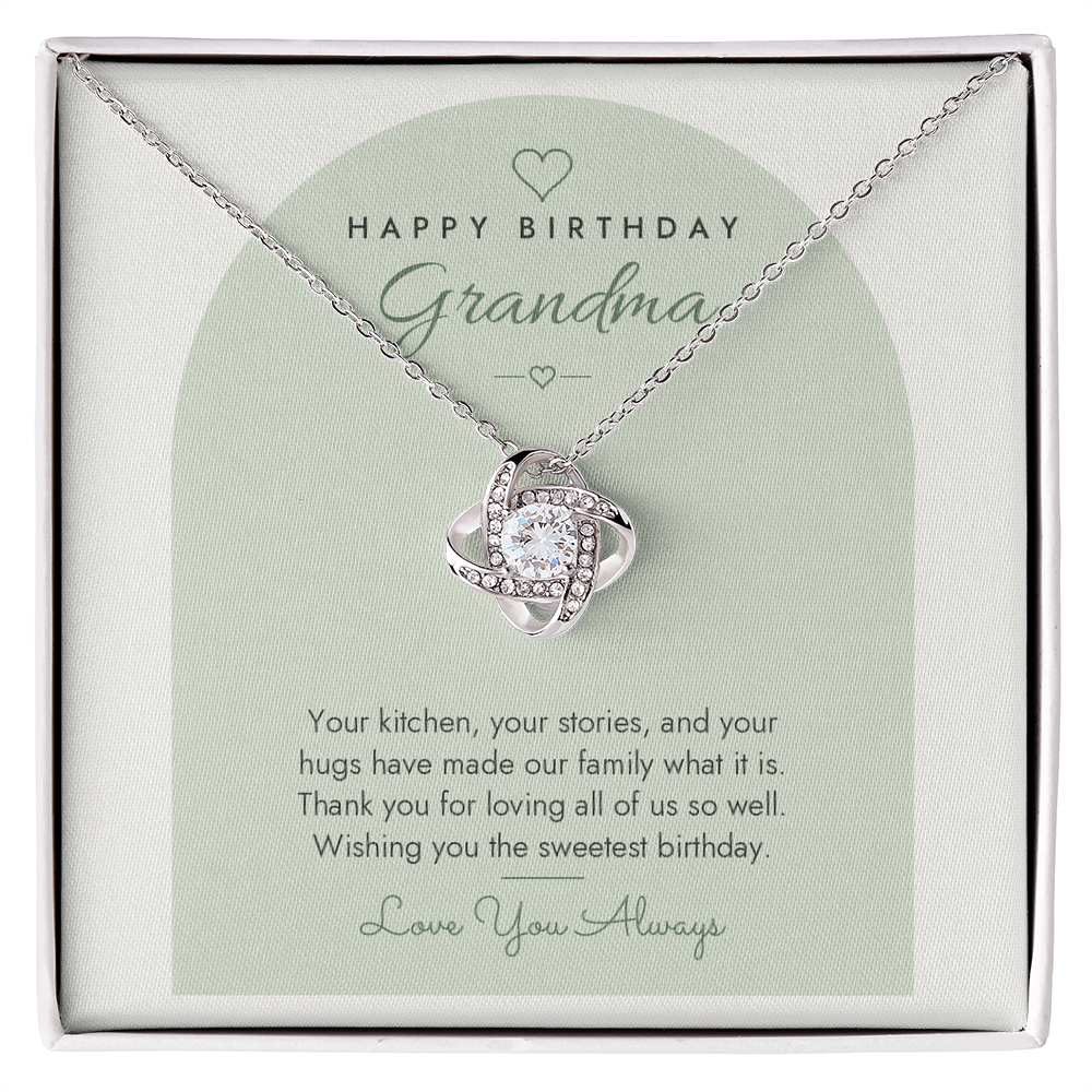 Birthday Love Knot Necklace for Grandma – Modern Card