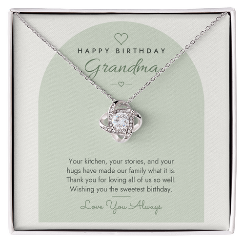 Birthday Love Knot Necklace for Grandma – Modern Card