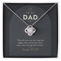 14K white gold finish Christian Love Knot necklace for Dad on "To My Dad" Isaiah 40:31 modern message card in two-tone standard gift box