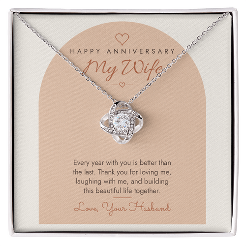 Anniversary Love Knot Necklace for Wife – Modern Card
