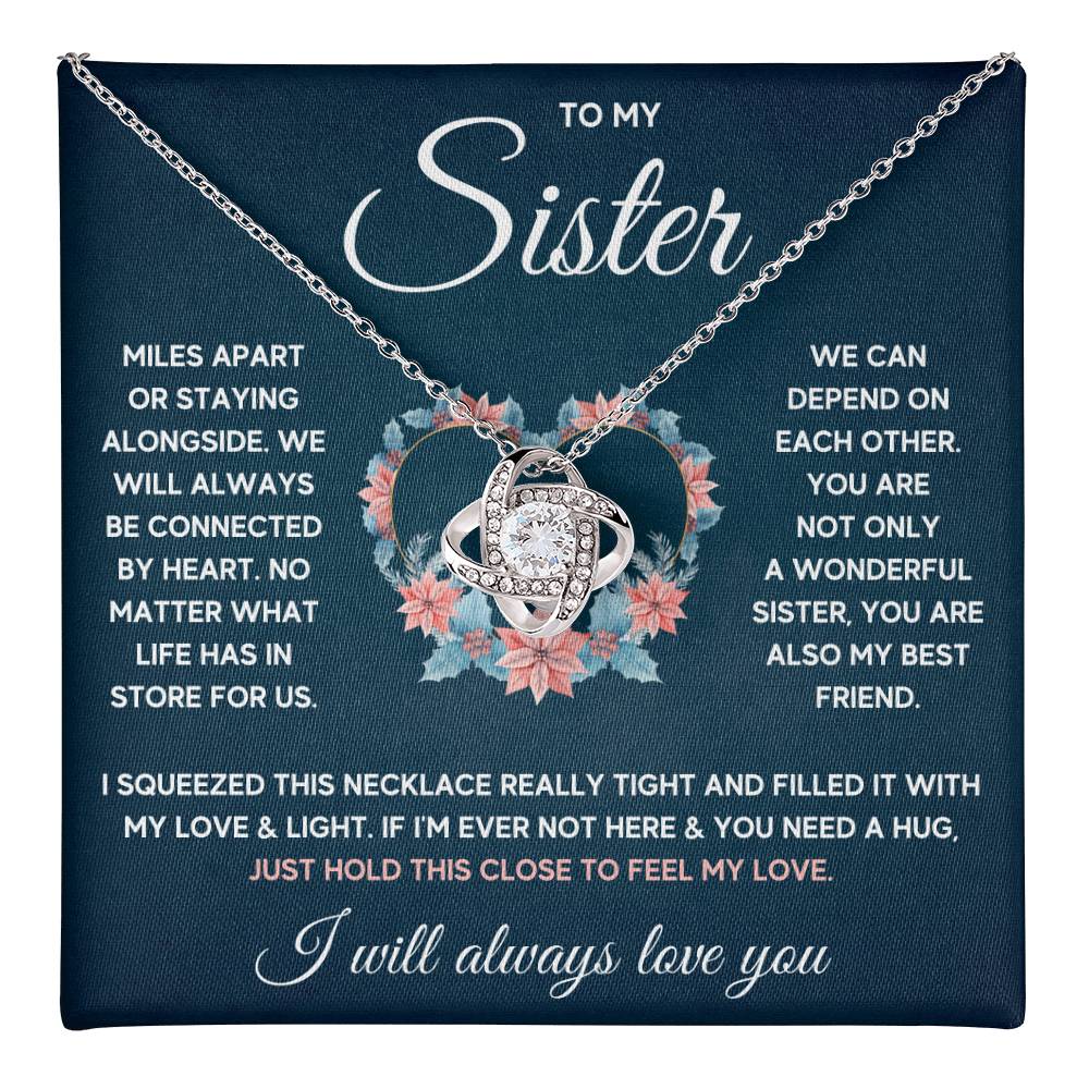 To My Sister – Squeezed Love Knot – Necklace Gift Set