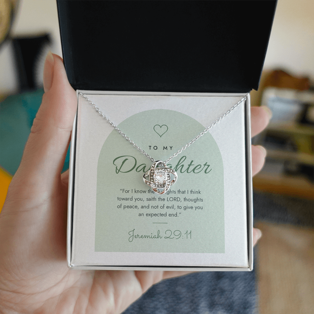 Christian Love Knot Necklace for Daughter – Jeremiah 29:11 – Modern Card