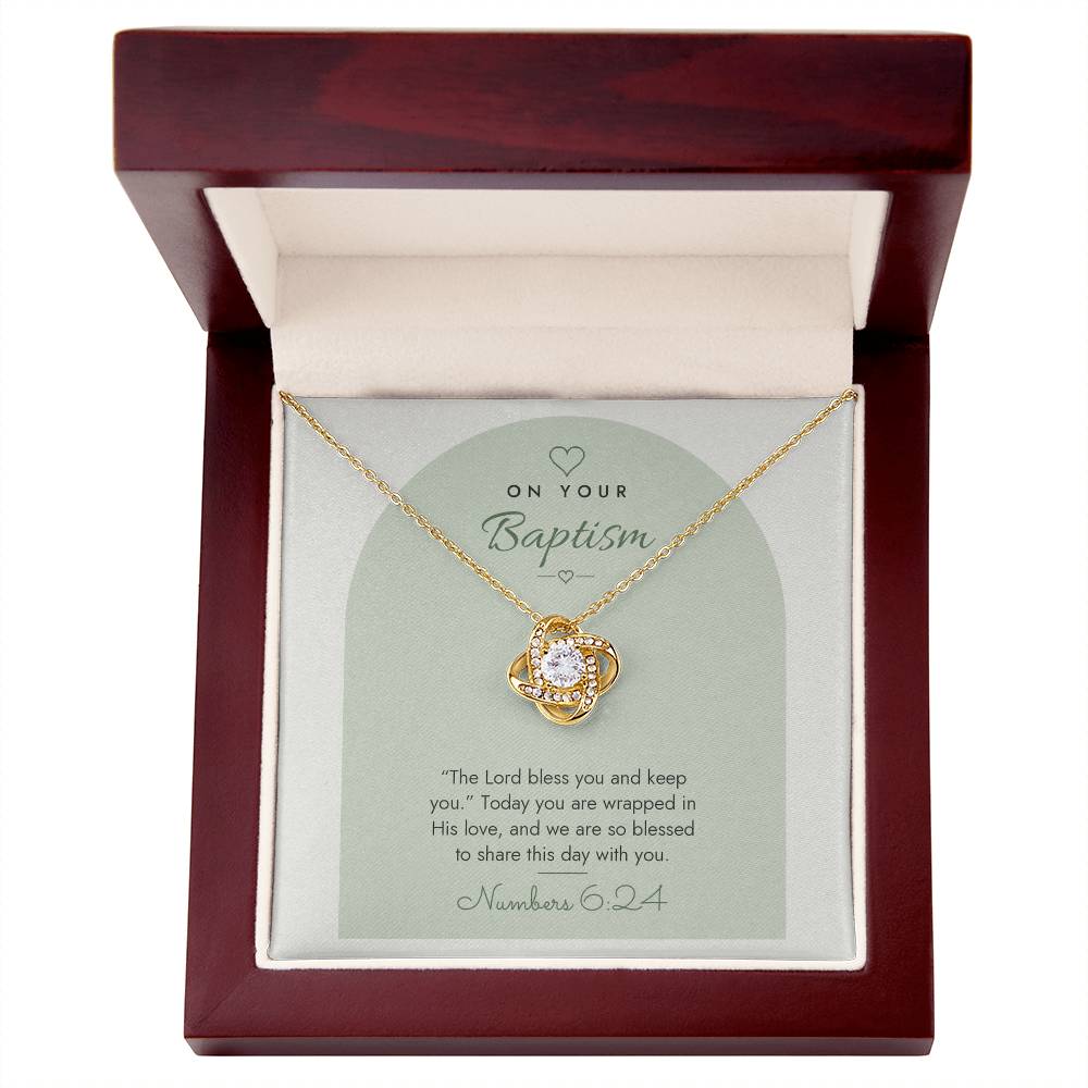Baptism Love Knot Necklace – Modern Card