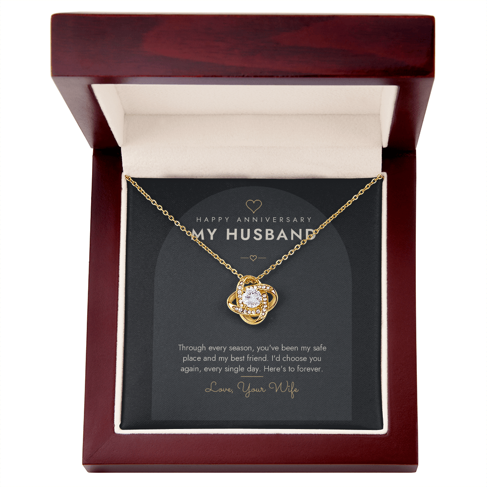 Anniversary Love Knot Necklace for Husband – Modern Card