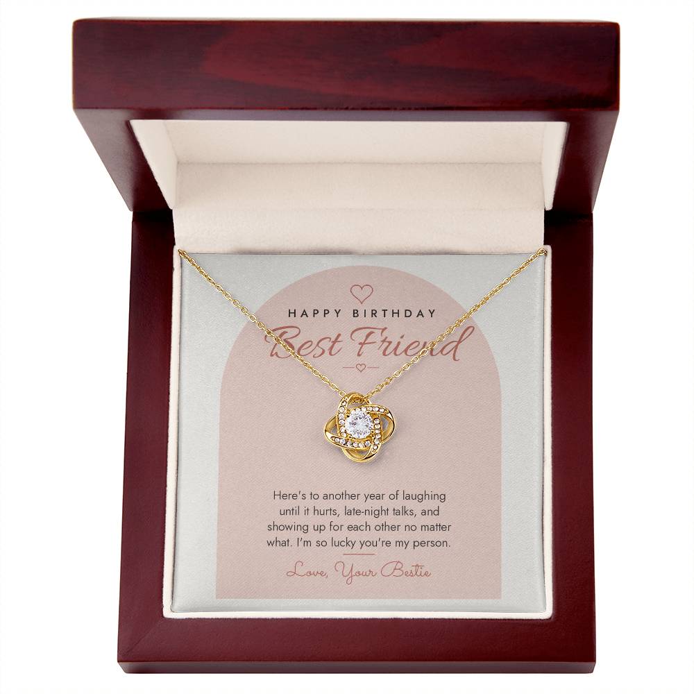 Birthday Love Knot Necklace for Best Friend – Modern Card